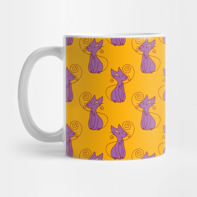 Purple and Yellow Fancy Cat Pattern by saradaboru